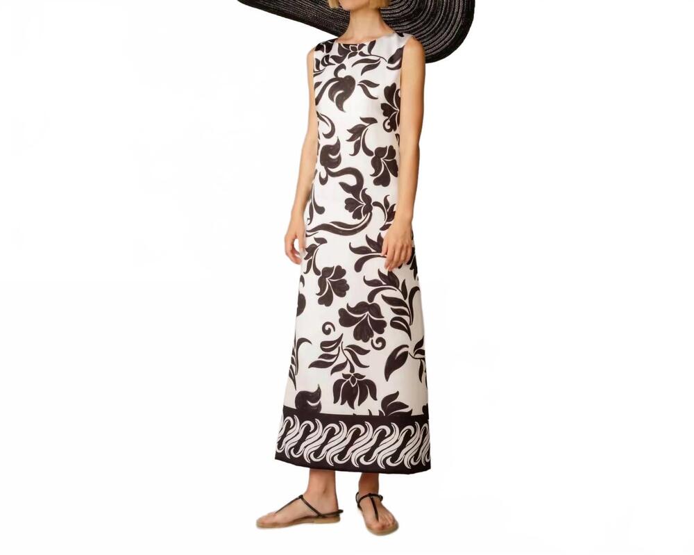 NEW MAISON ZOULIAS kleanthi midi dress in black white
